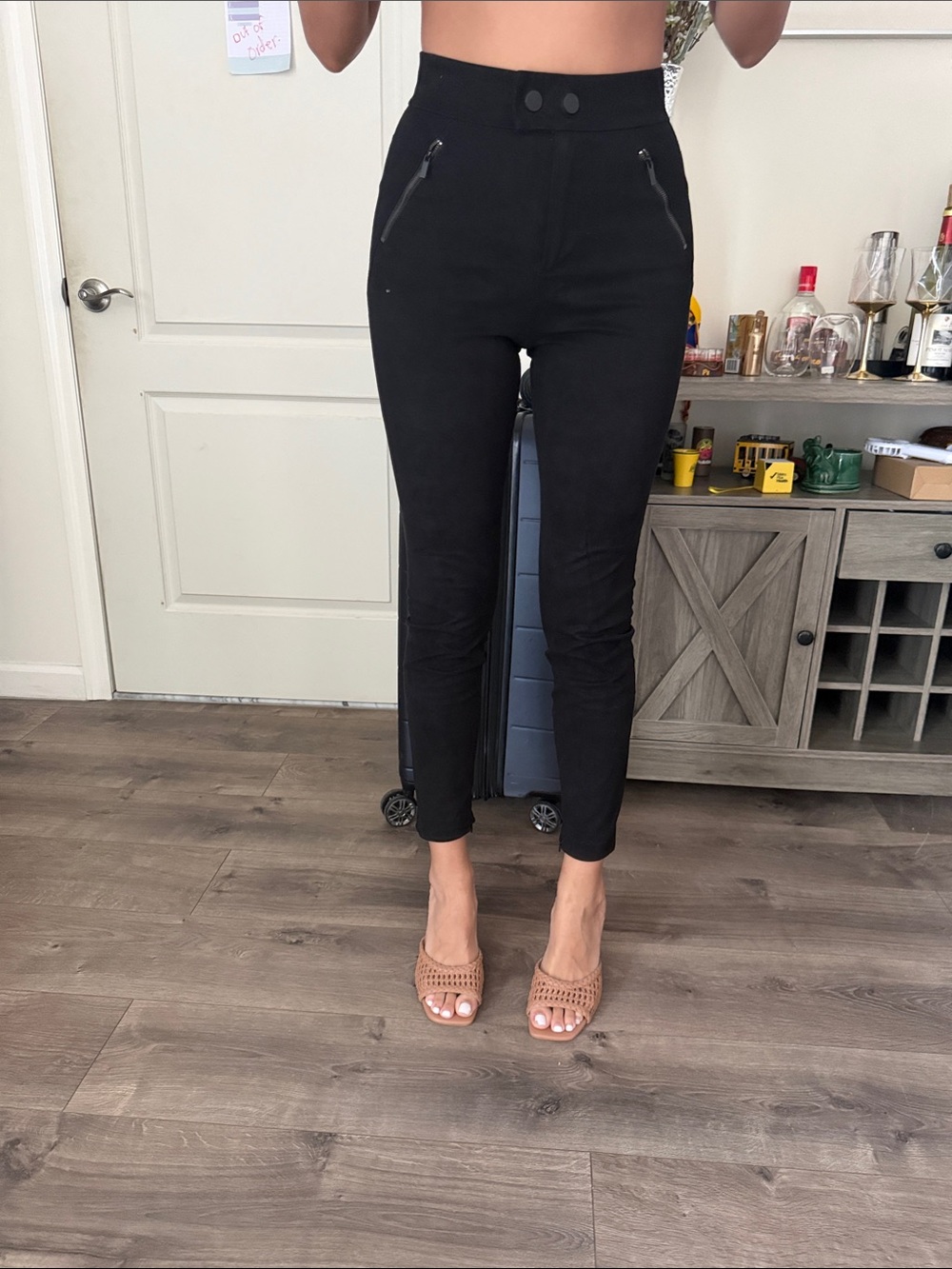 Zara Black High-Waist Skinny Pants with Zip Details